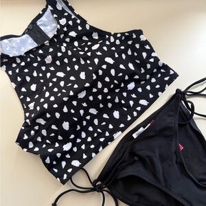 Black and White Polka Dot Bikini Set